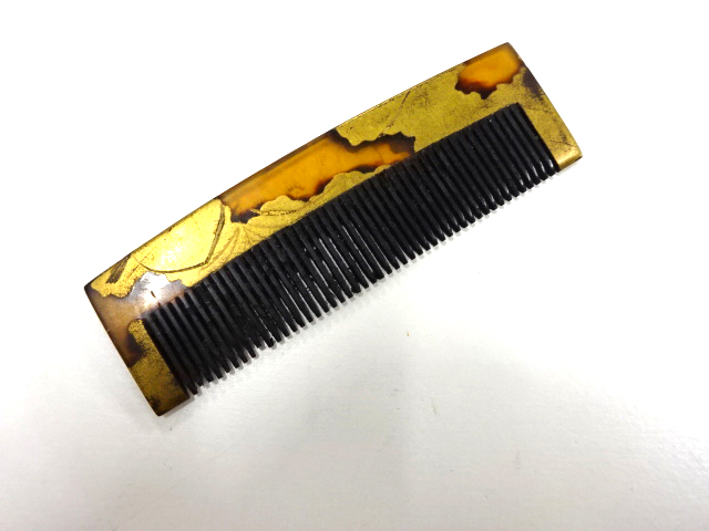 アンティーク　本鼈甲漆塗蒔絵櫛